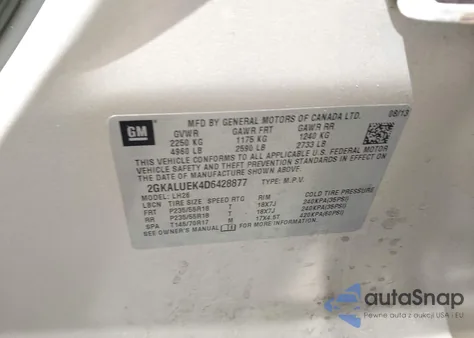 2013 GMC Terrain Slt-1 из США, поврежденный, VIN 2GKALUEK4D6428877